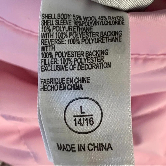 Fila Girls Reversible Hooded Varsity Wool Blend Puffy Quilted Jacket Zip-Up Sz L - Picture 15 of 16